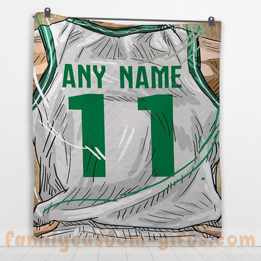Custom Premium Quilt Blanket Boston Jersey Basketball Personalized Quilt Gifts for Her & Him
